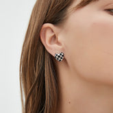 Checkered Heart Stud Earrings6