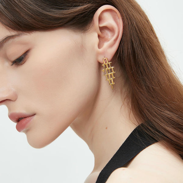 Architectural Gold Drop Earrings