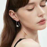 Twisted Inlaid Pearl Drop Earrings2