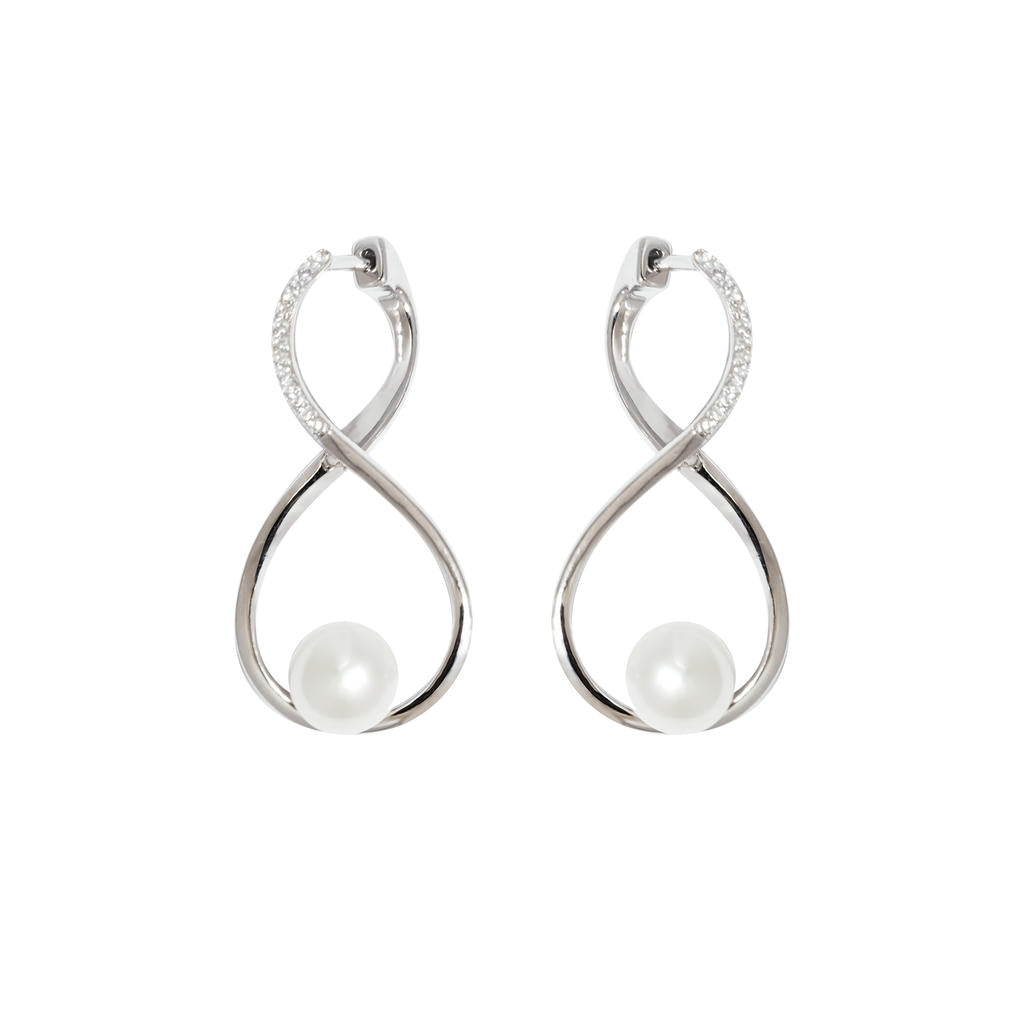 Twisted Inlaid Pearl Drop Earrings