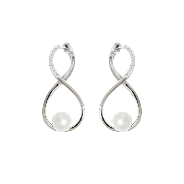 Twisted Inlaid Pearl Drop Earrings