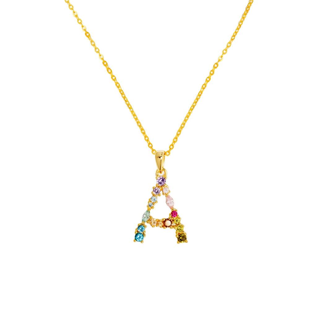 Rainbow A Letter Pendant1