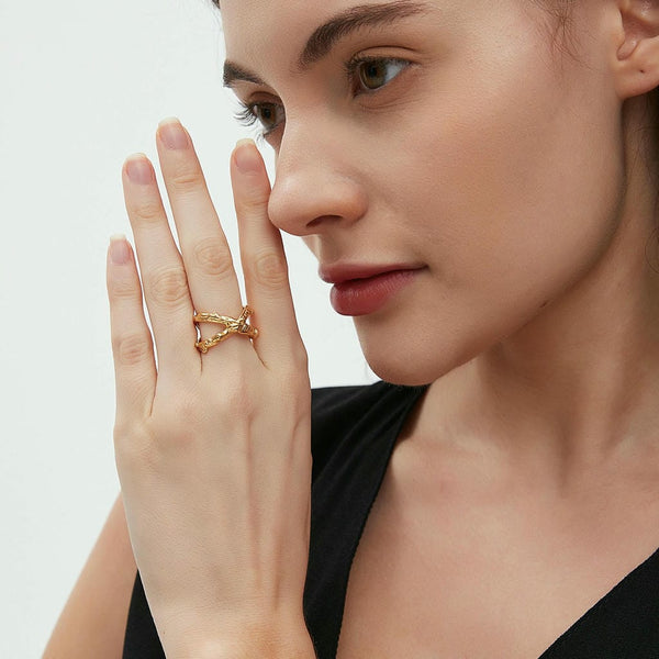 Double Layers Cross X-Shape Ring