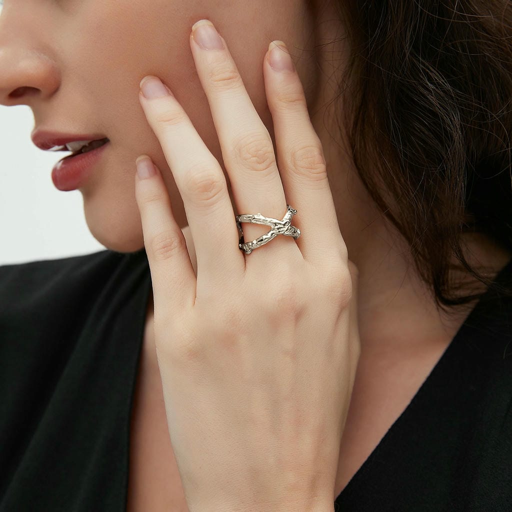 Double Layers Cross X-Shape Ring