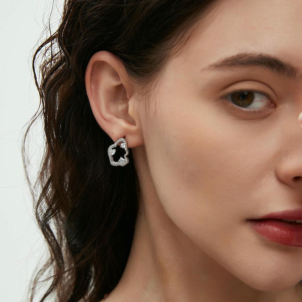 Irregular Hollow Lava Loop Earrings