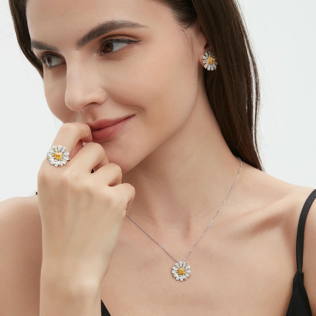 Yellow Diamond Daisy Earrings