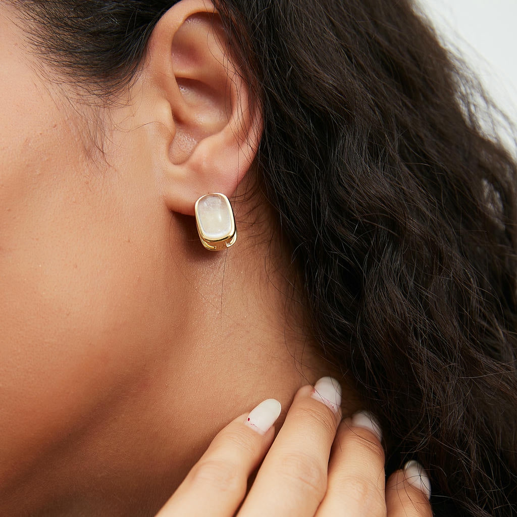 Classic White Stone Stud Earrings