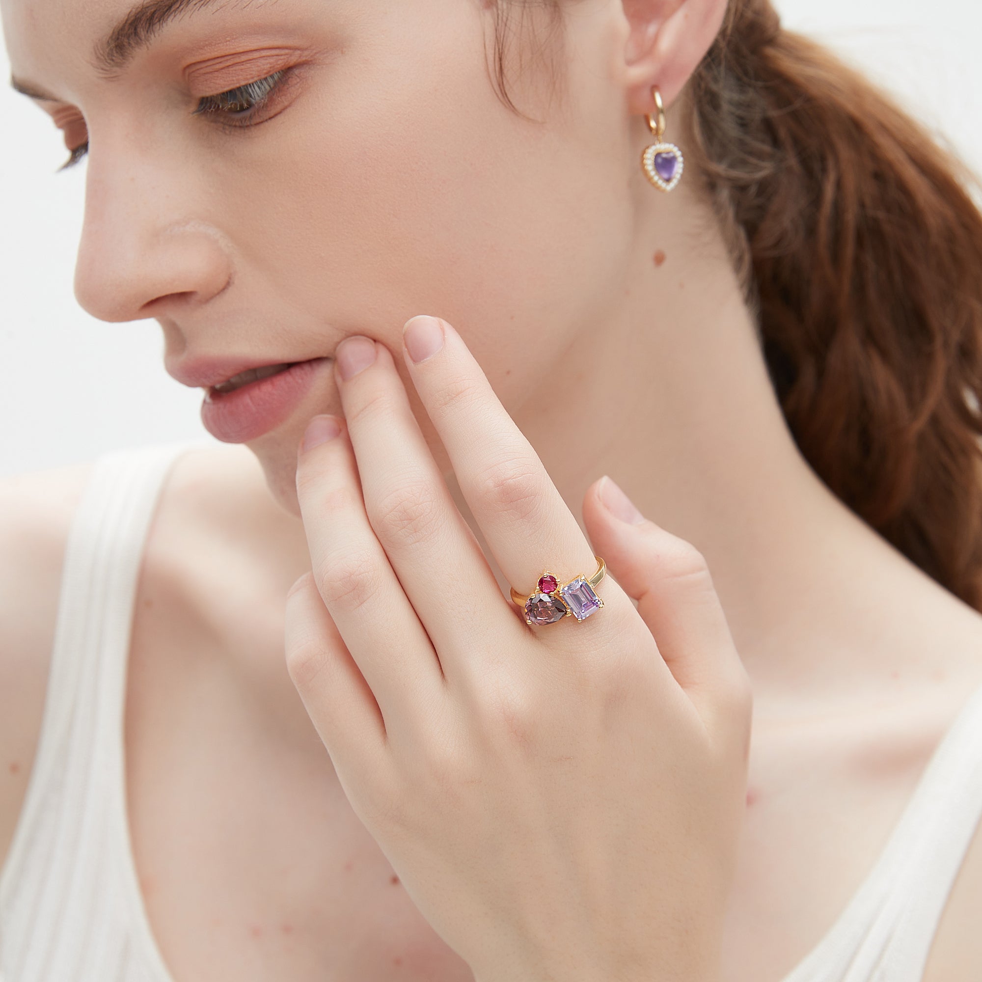 Heart-Shaped Amethyst Earrings