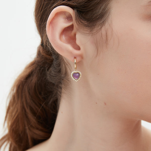 Heart-Shaped Amethyst Earrings