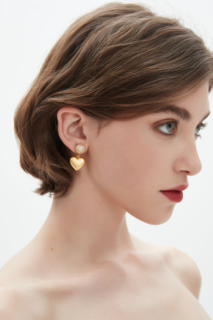 Rounded Heart Drop Earrings-Latest Trends