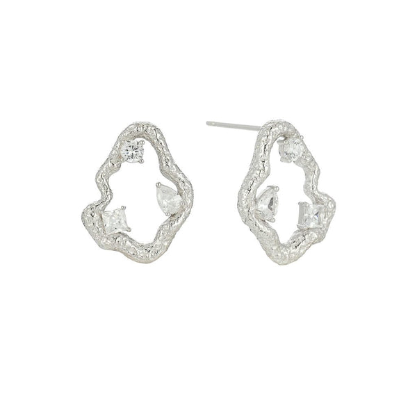 Irregular Hollow Lava Loop Earrings