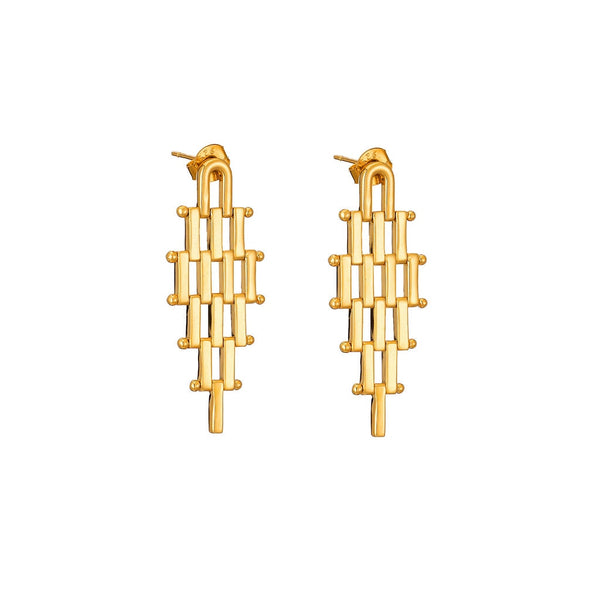 Architectural Gold Drop Earrings