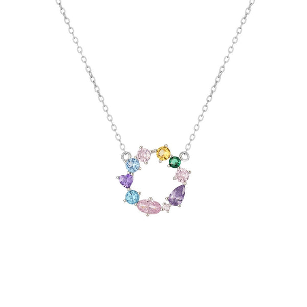 Colorful Zircon Circle Necklace