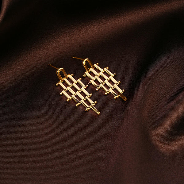 Architectural Gold Drop Earrings