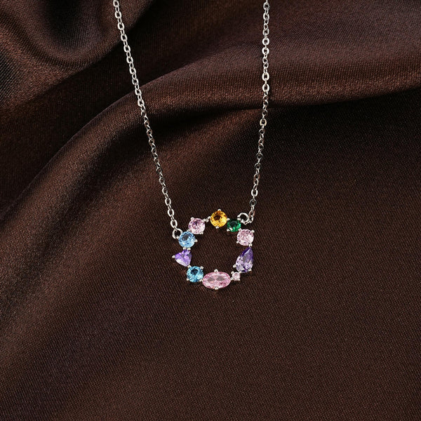 Colorful Zircon Circle Necklace