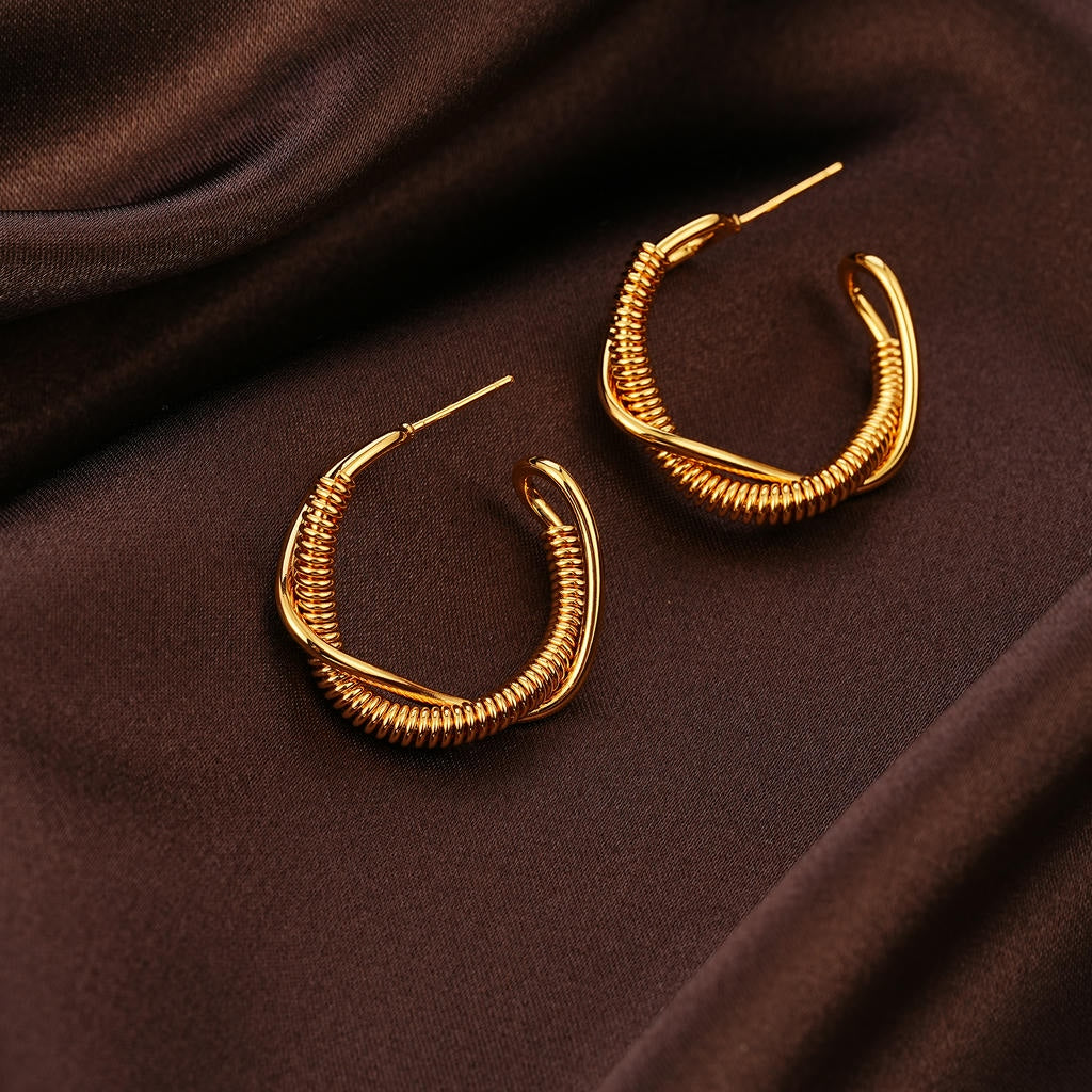 Double Rings Twist Hoop Earrings 6