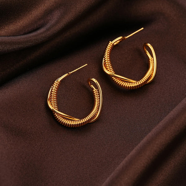 Double Rings Twist Hoop Earrings