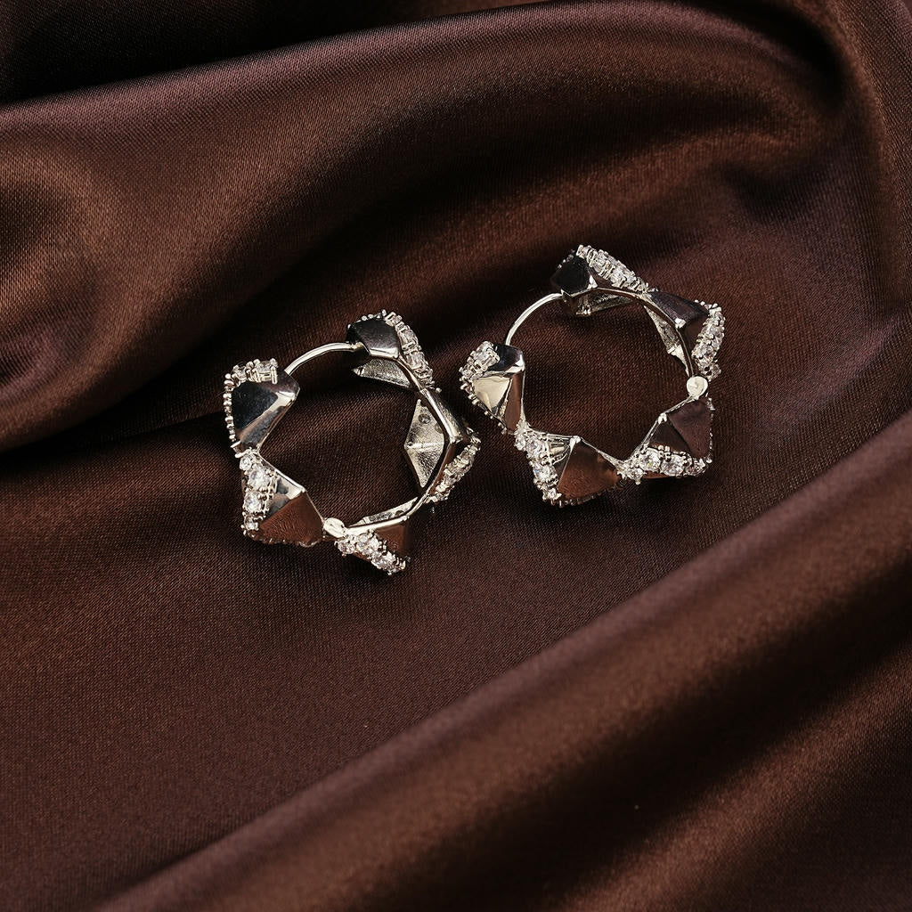 Geometric Shard Diamond Hoop Earrings