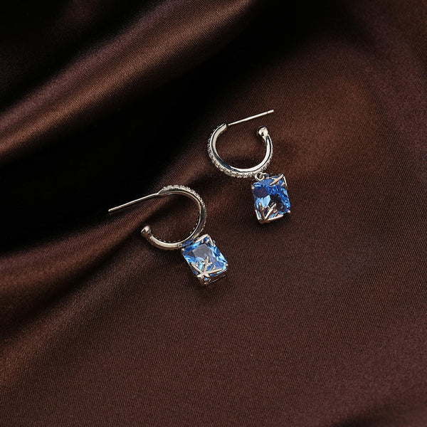 Square Zircon Snowflake Earrings