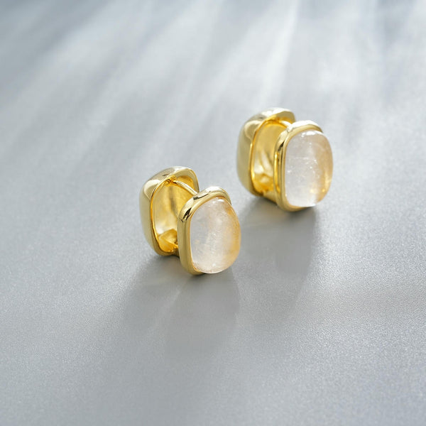 Classic White Stone Stud Earrings