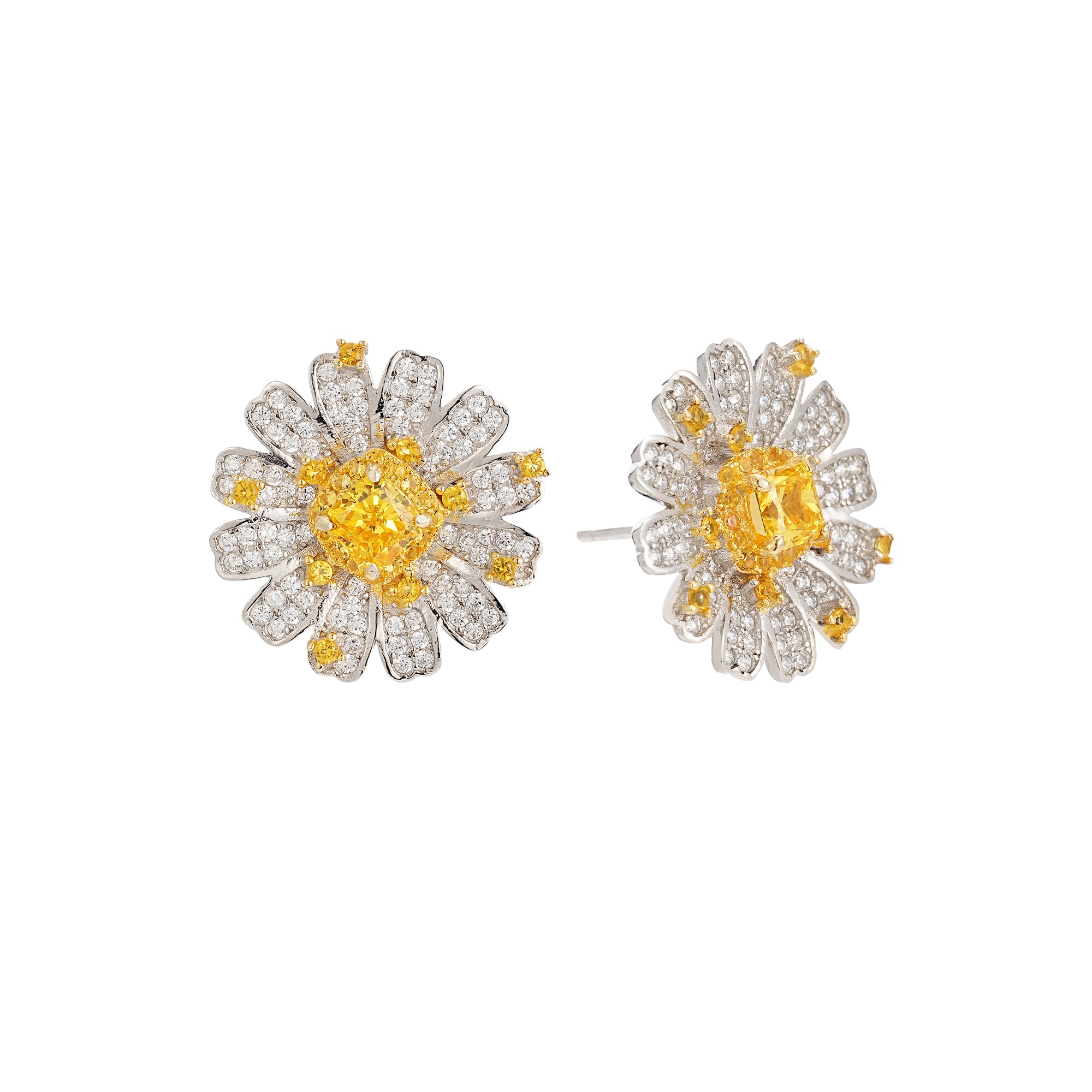 Yellow Diamond Daisy Earrings