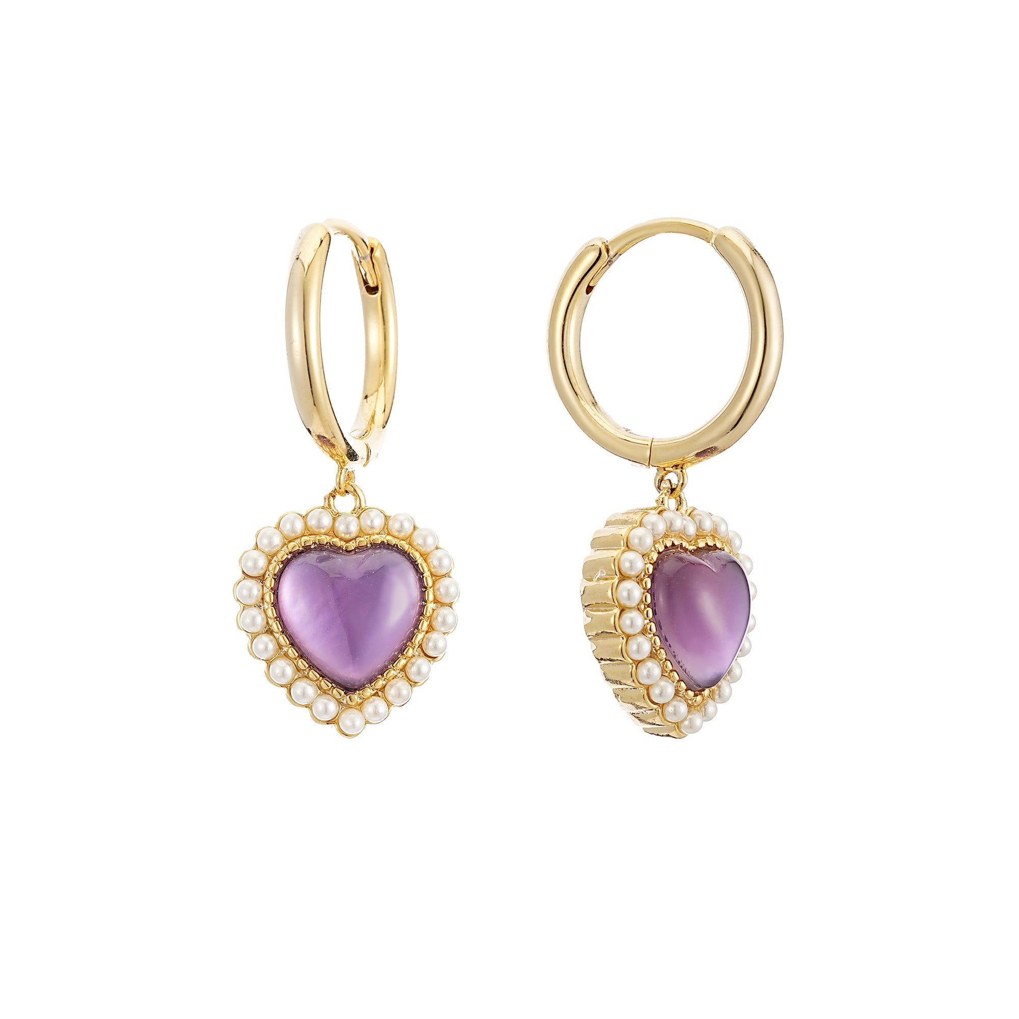 Heart-Shaped Amethyst Earrings