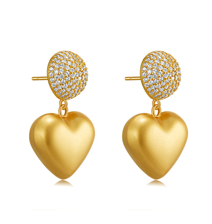 Rounded Heart Drop Earrings-Latest Trends