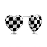 Checkered Heart Stud Earrings10