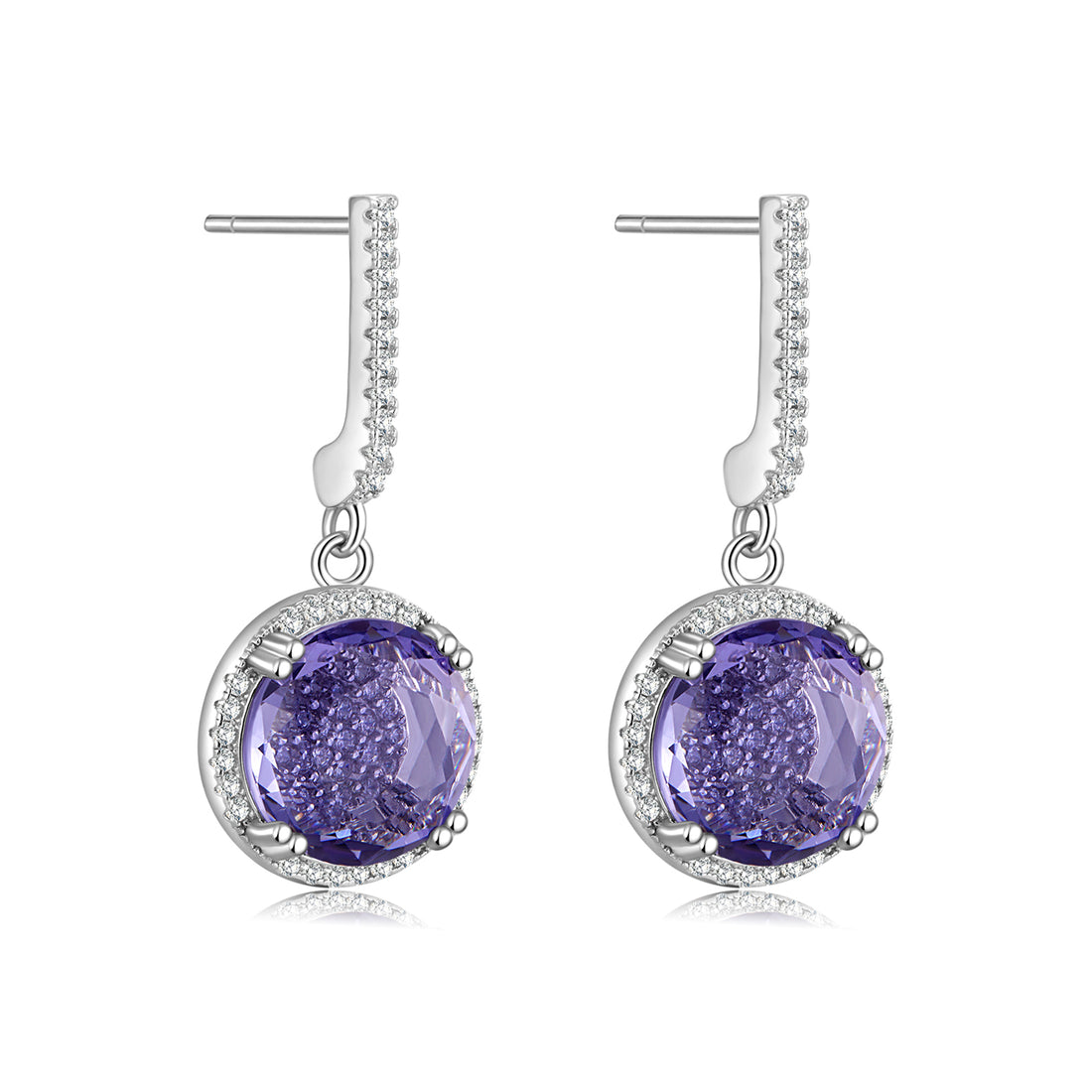 Vibrant Purple Halo Earrings-Latest Trends