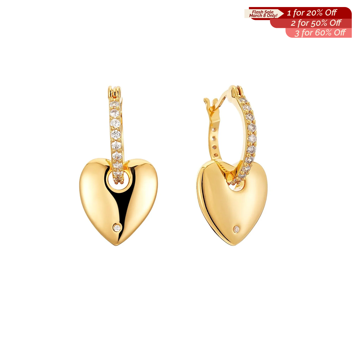 3D Heart Shape Diamond Earrings